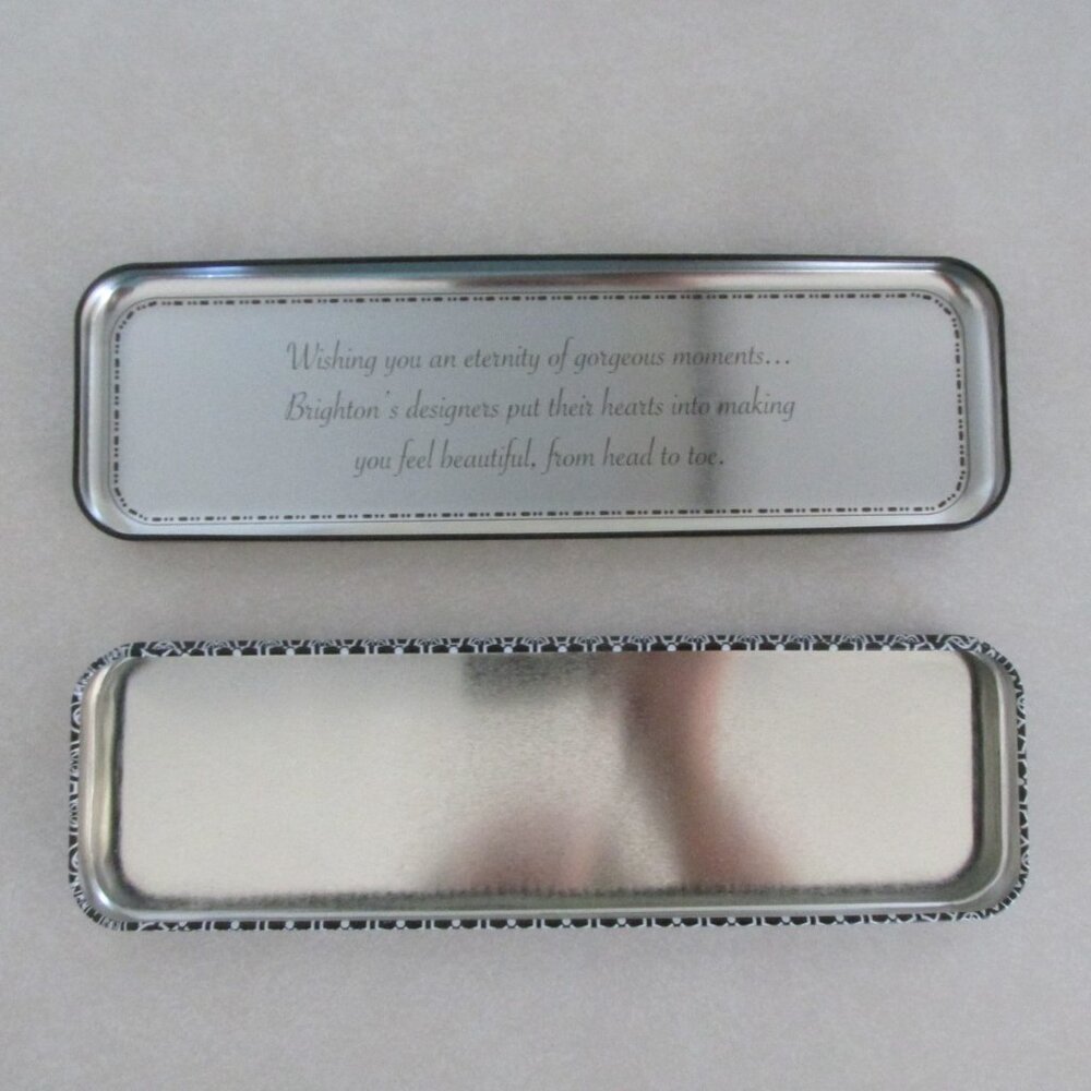 BRIGHTON METAL TIN BLACK & WHITE DAMASK SET of 4 JEWELRY OFFICE STORAGE - Picture 8 of 8